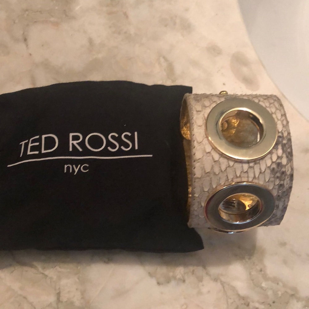 Ted Rossi Python And Gold Bracelet Cuff - image 1